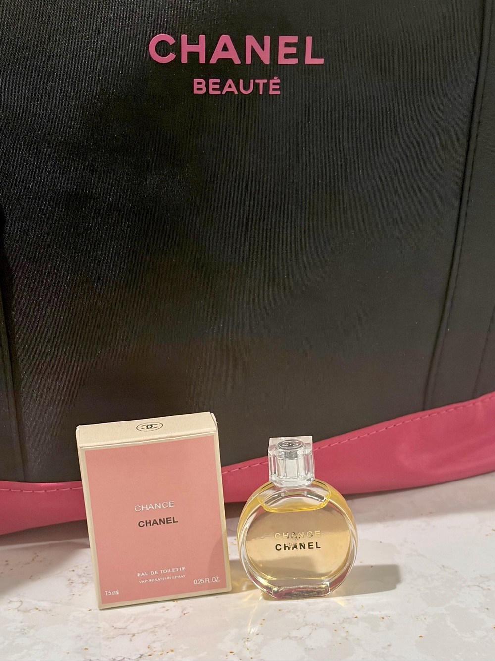 Chanel Chance Perfume Mini Bottle with Tote Bag